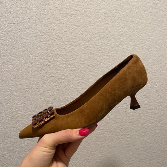 ‘Bianca Di’ Elegant Brown Suede & Leather Women's Heels IT37 NWB - Picture 1 of 4